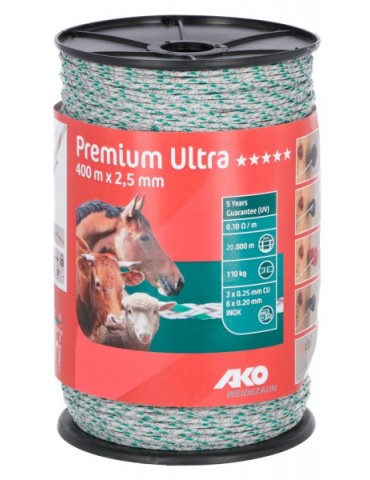 Premium Ultra Litze, 2,5mm, 400m weiß/grün 6xniro 0,2+3xCU0,25